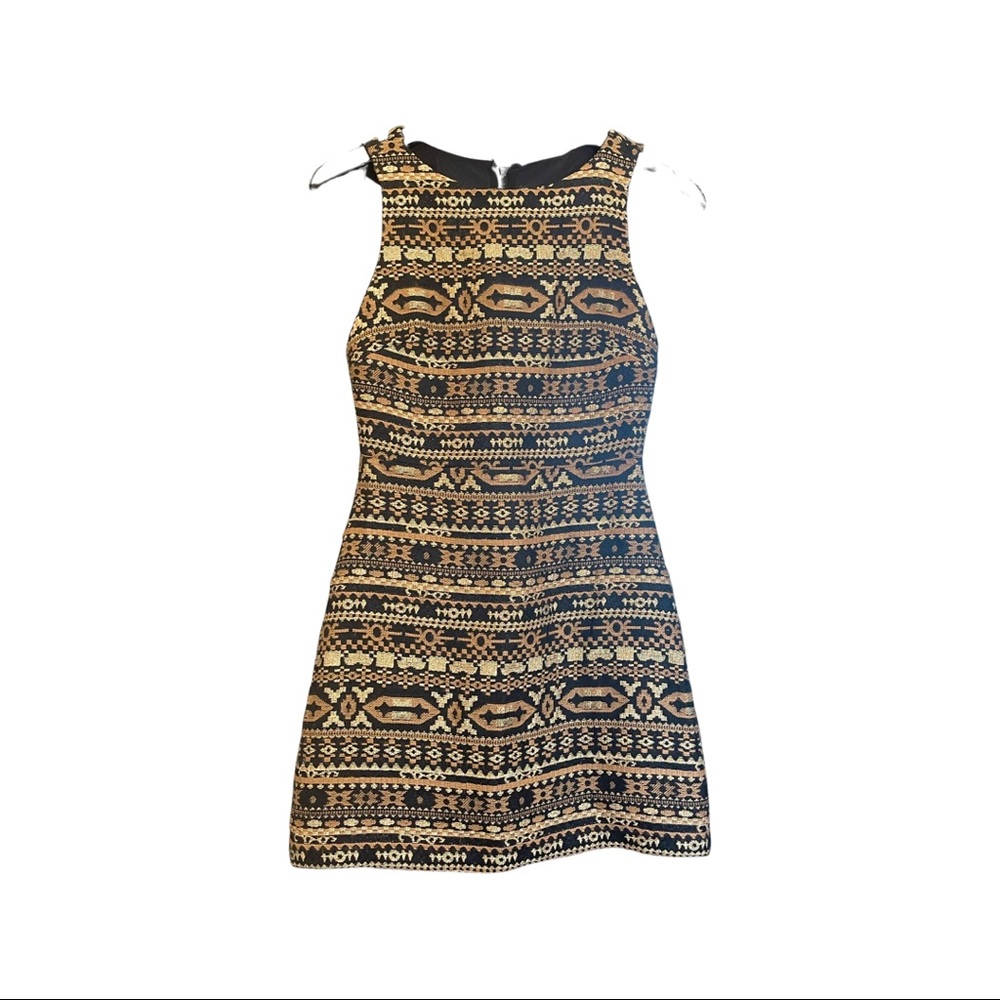 Alice and Olivia-Black/Gold Bohemian Dress (Size 2)